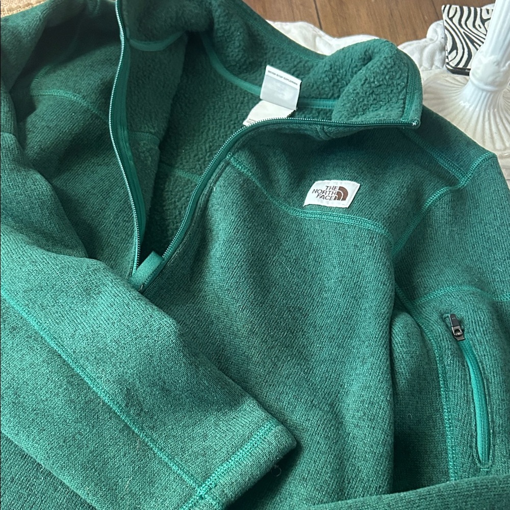 The North Face Men’s Quarter Zip Teal Fleece Jacket M - Picture 5 of 9